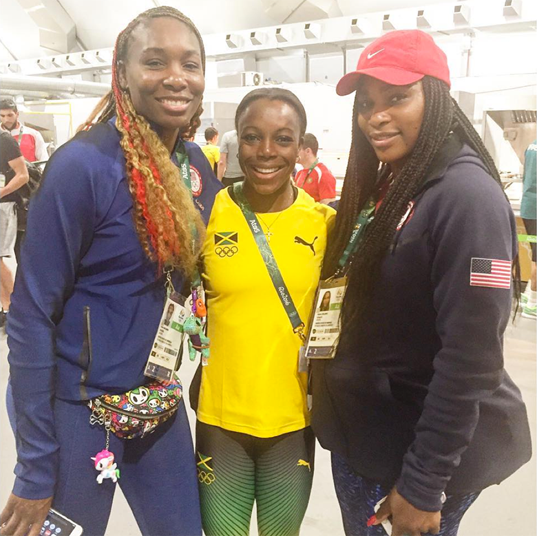  Veronica Campbell-Brown  meets her favourite female tennis players Venus Williams and Serena Williams
